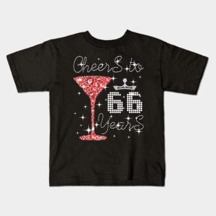 Queen Girl Princess Cheers To 66 Years Old Happy Birthday Kids T-Shirt